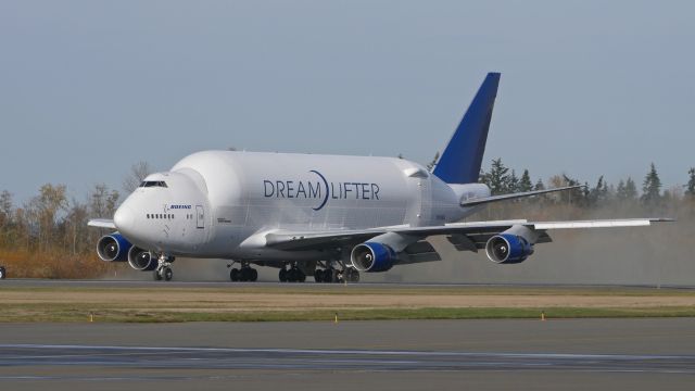 Boeing Dreamlifter (N249BA) - GTI4151 on arrival from RJGG/NGO lands on Rwy 16R on 11.20.18. (ln 766 / cn 24309).