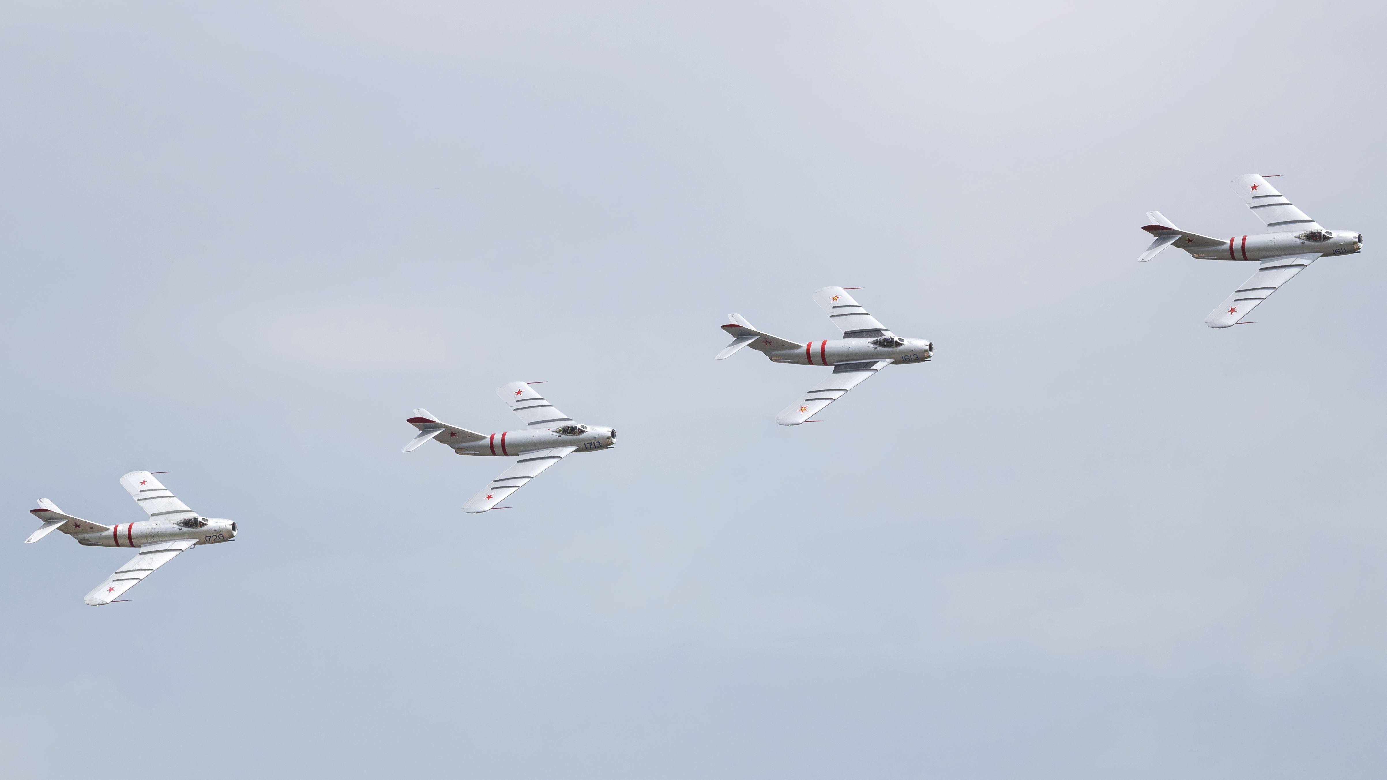MIKOYAN MiG-17 (NX917F) - Never in my entire life did I expect to see this, and especially photo! A clean sweep of not one, but FOUR MiG-17s in formation! It felt incredible to witness something this historic, and this will be a hard photo to be as my top favourite in my decade plus of spotting and aviation photography! At a glance you could easily imagine being taken back in time!br /br /From R/L: N217SH/NX917F/N1713P/N1726Mbr /br /At the 2025 Defenders of Liberty Air Show at Barksdale AFB