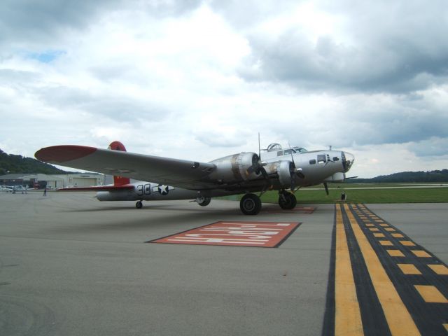 Boeing B-17 Flying Fortress (N5017N) - EAAs B-17 "Aluminum Overcast" preparing for its next flight during one of its tours at Lunken Municipal Airport (KLUK)