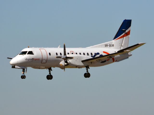 Saab 340 (VH-OLM) - On short finals for runway 05. Thursday 12th April 2012.