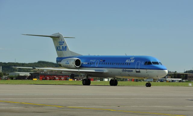 Fokker 70 (PH-KZF) - KLM Fokker F70 PH-KZF Leaving Aberdeen Dyce Airport