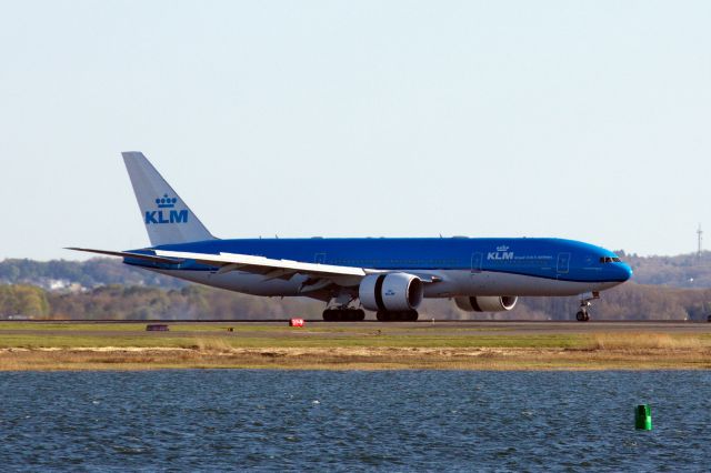 Boeing 777-200 (PH-BQE) - KLM operating a COVID19 flight arrives to BOS on 5/13/20.