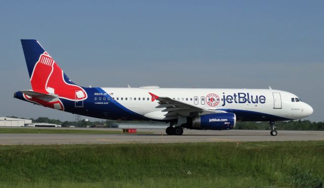 Airbus A320 (N605JB) - Morning lit Boston Red Sox A320 taxiing out of BUF!