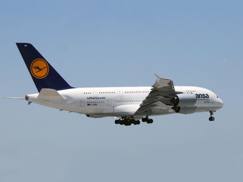 Airbus A380-800 (D-AIMA) - Lufthansas A380 approaching Miami International airport.