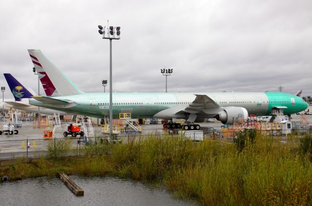 BOEING 777-300 (A7-BEA) - Qatar Airways A7-BEA on the Boeing Everett flightline April 12, 2013.