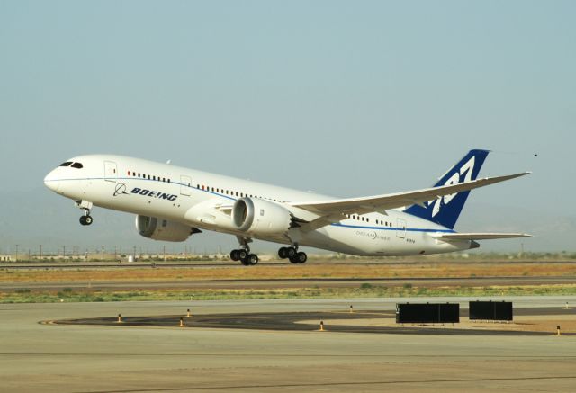 Boeing 787-8 (N7874) - Boeings 4th 787-8 departing RWY 30L at KIWA.