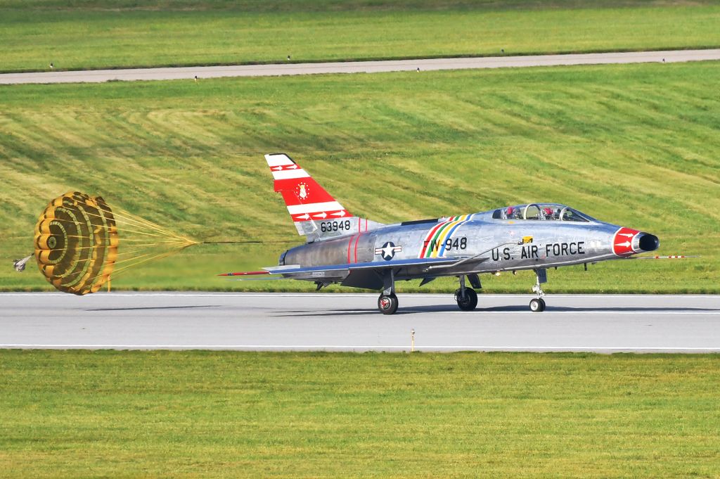 Fokker 100 (N63948) - F-100 Super Sabre arriving at Selfridge ANG Base for the 100 year anniversary open house.