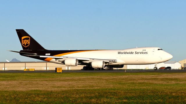 BOEING 747-8 (N624UP) - BOE610 taxis to Rwy 34L for a high speed taxi test after a flight test on 11.1.20. (ln 1558 / cn 63784). The aircraft is using temporary reg #N784TD.