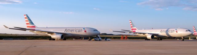 Airbus A330-300 (N273AY) - A couple of A330s sitting at the American hanger waiting for their next flightsbr /br /10/28/18