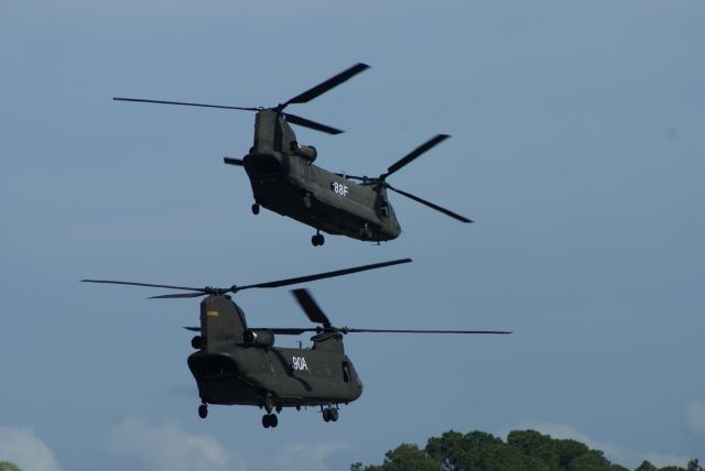 — — - Army CH-46 Chinooks - 90A and 88F departing.