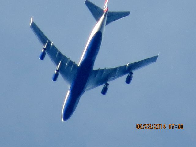 Boeing 747-400 (G-BNLI) - BRITISH AIRWAYS FLIGHT 192 FROM DFW TO LONDON OVER BAXTER SPRINGS KS AT 33,000 FEET.