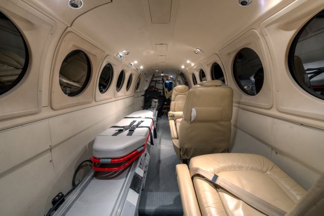 Beechcraft Super King Air 200 (CST151) - Integra Airs medevac plane based in Calgary Alberta. Taken with a wide angle, HDR.  The hangar was completely dark for this shot