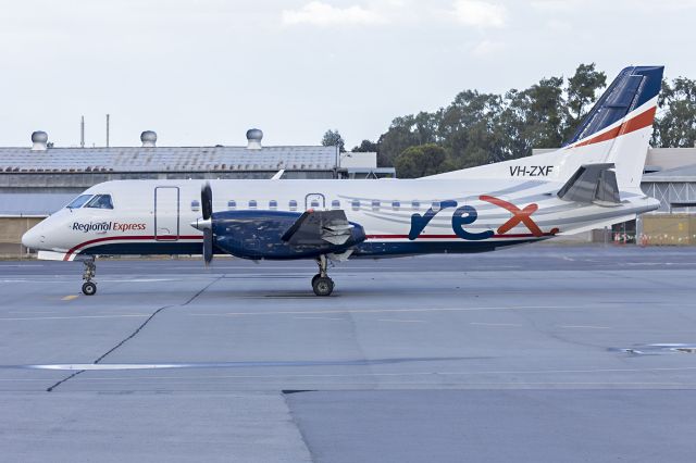 Saab 340 (VH-ZXF) - Regional Express Airlines (VH-ZXF), now wearing REX livery over the ex US Airways Express livery, Saab 340B at Wagga Wagga Airport