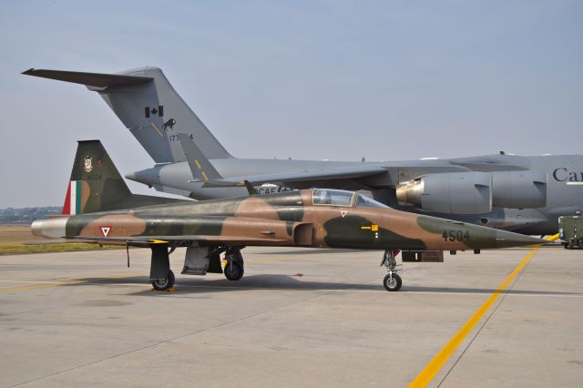 FAM4504 — - F-5E Tiger II 4504 MSN 1004 of Mexican Air Force (FAM) operated by 401 st Fighter Squadron on display during the open day in trade show "FAMEX 2019" at Santa Lucia AB (04/2019). 