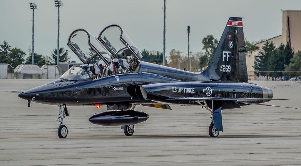 Northrop T-38 Talon (6413296) - One of 9 T-38s that took shelter at Rickenbacker to avoid damage from Hurricane Matthew. Seen here taxiing out to go back home to Langley AFB.