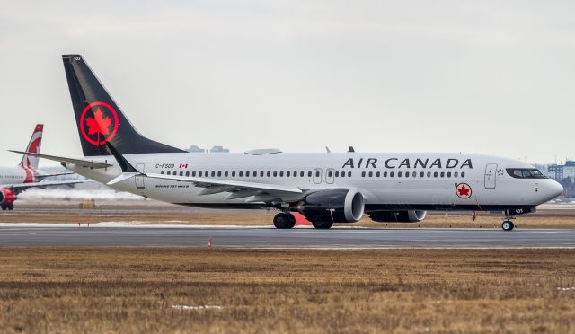 Boeing 737 MAX 8 (C-FSDB) - First shot in the database of this brand new Max8 for Air Canada. Here she waits to line up on YYZs runway 23 for departure to Calgary as AC137