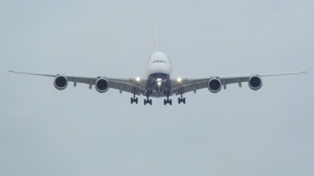 Airbus A380-800 (G-XLED) - Really spreading its wings"While landing!