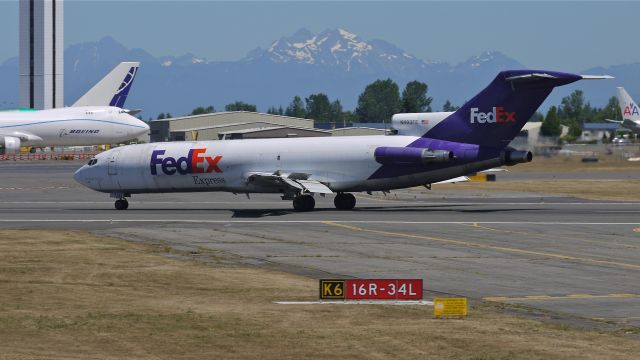 BOEING 727-200 (N493FE) - FDX9055 rolls after landing on Rwy 34L on 7.25.13. (LN:1450 cn 21531). The aircraft is being donated by FedEx to Everett Community College’s Aviation Maintenance Technician School.