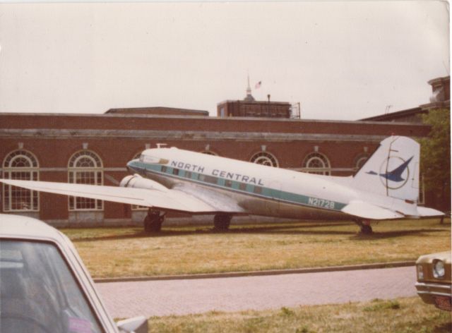 Douglas DC-3 (N21728) - Shown outside the Henry Ford Museum in Dearborn, Michigan, c1980, this DC3 was later repainted in Northwest Airlines 1939 livery and, suspended from the ceiling, is now part of the museums Heroes of the Sky exhibit.