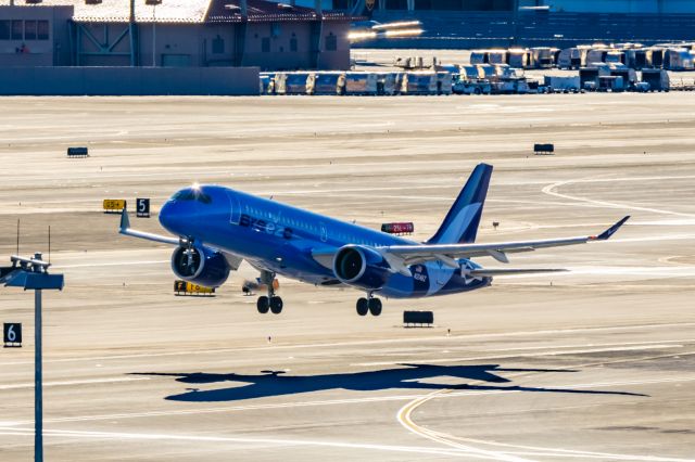 Airbus A220-300 (N214BZ) - A Breeze Airways A220-300 taking off from PHX on 2/9/23 during the Super Bowl rush. Taken with a Canon R7 and Tamron 70-200 G2 lens.