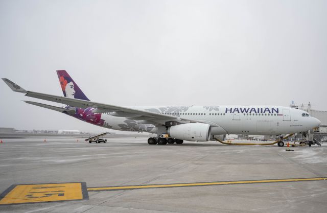 Airbus A330-200 (N381HA) - HONOLULU - SEATTLE FLIGHT HA22 DIVERTED TO SPOKANE DO TO SNOW ON WEST COAST