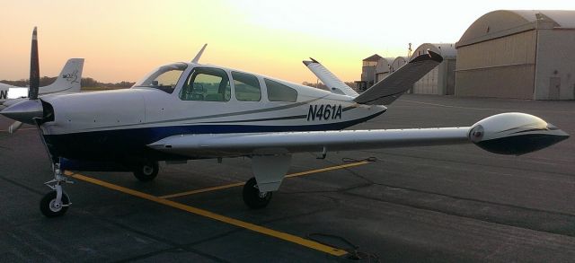 Beechcraft Bonanza (33) (N461A) - Sunrise at Ohio State airport in Columbus, KOSU. May 2015. New paint on my V35 Bonanza.