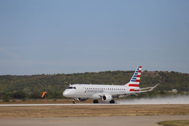 Embraer 175 (N205NN) - MHK was closed summer 2023 for runway construction (note the ample amounts of dust from the finished runway) and reopened on Sept 25 for commercial traffic. This is it’s departure!