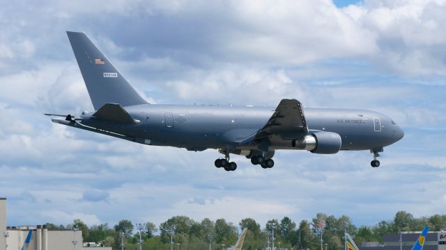 Boeing Pegasus (1146021) - BOE21 on final to Rwy 16R to complete a B1 flight on 5.9.18. (KC-46A / ln 1124 / cn 34139). The aircraft is using temporary reg #N5514X.