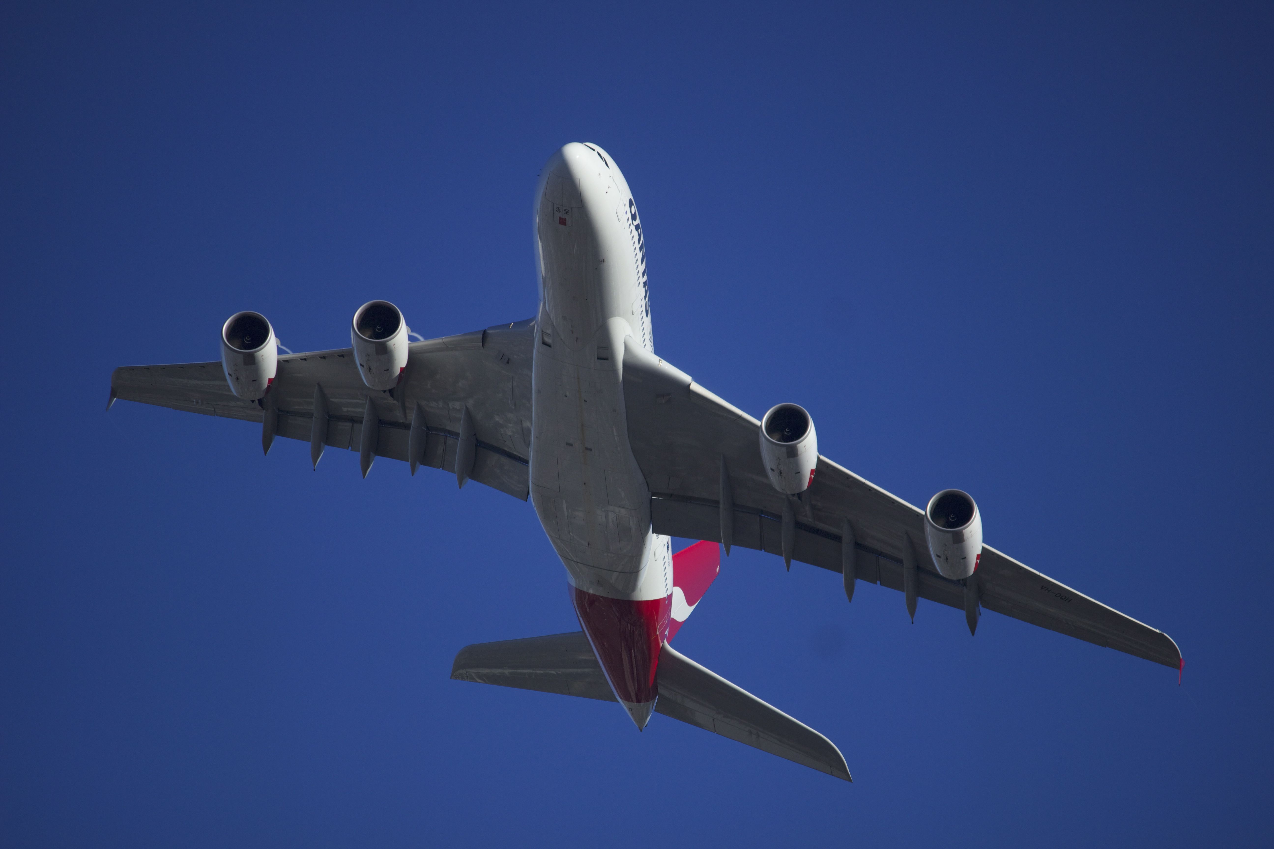 Airbus A380-800 (VH-OQH) - Standing on my balcony as QF11 heads to LAX.