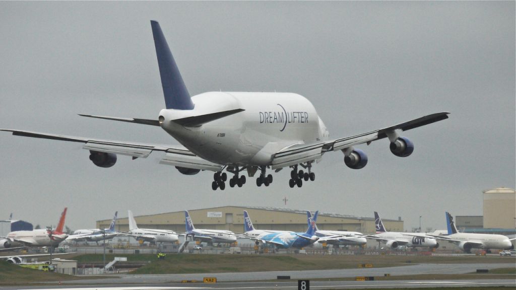 Boeing 747-400 (N718BA) - GTI4512 makes a low approach over runway 16R so the tower can make a visual inspection of the landing gear. This after declaring an emergency shortly after departing for RJGG / NGO on 3/12/13. (LN:932 cn 27042).