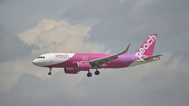 Airbus A320 (JA208P) - August 11, 2024br /Narita International Airport Terminal 2br /Peach Aviation Airbus A320 (JA208P)br /Landing at RWY34R (B)