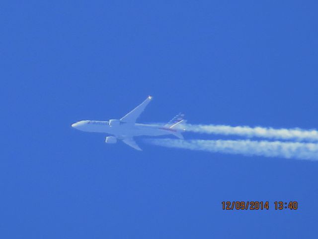 Boeing 777-200 (N792AN) - American Airlines flight 71 from Frankfurt to DFW over Southeastern Kansas at 39,000 feet.