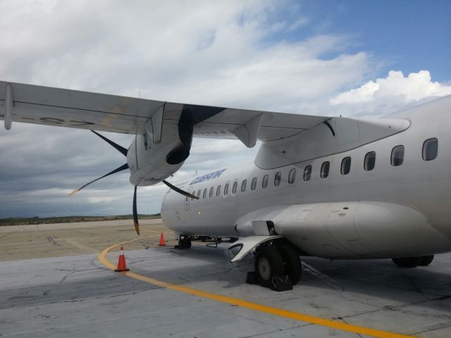 ATR ATR-72 (ZS-XZB) - This is ATR-72 waiting from CUBANA waiting for takeoff from MUCU Antonio Maceo Int Santiago de Cuba to MUHA Jose Marti Int, Havana. Cuba. Fly CUB885