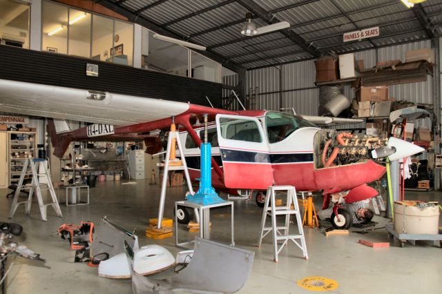 Cessna Super Skymaster (H4-DAL) - Solomon Islands registered 337 undergoing maintenance. February 2016