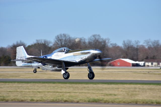 North American P-51 Mustang — - P-51 taking off runway 11