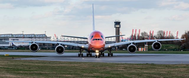 Airbus A380-800 (JA383A) - Taxiing after the first landing with the complete cabin equipment and final painting on 2020-03-11