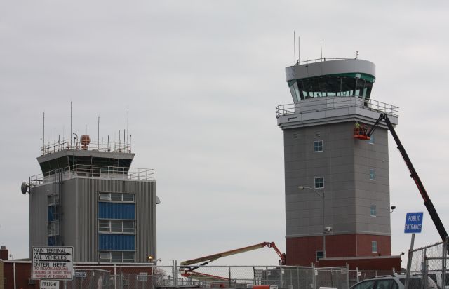 — — - The current Tower on the left with the new one on the right being built as of 4/25/11.