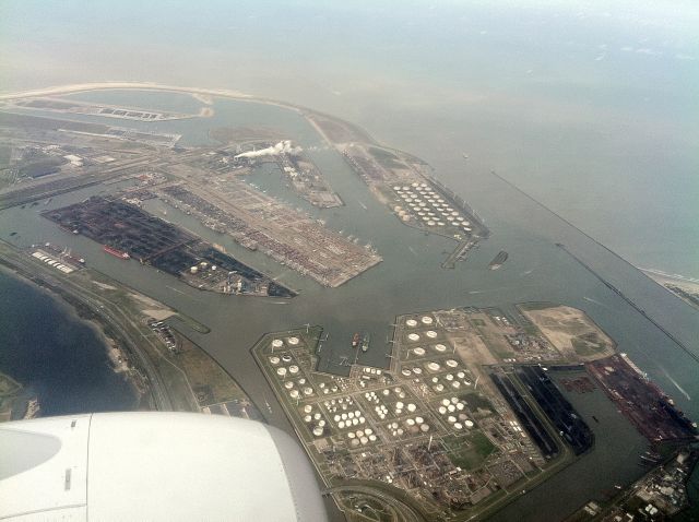 Boeing 737-700 — - Over the Port of Rotterdam