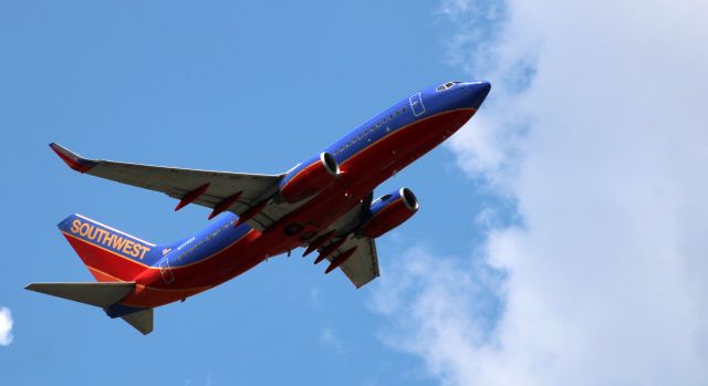 Boeing 737-700 (N7702A) - Shortly after departure is this 2004 Southwest Airlines Boeing 737-7BD in the Summer of 2020.