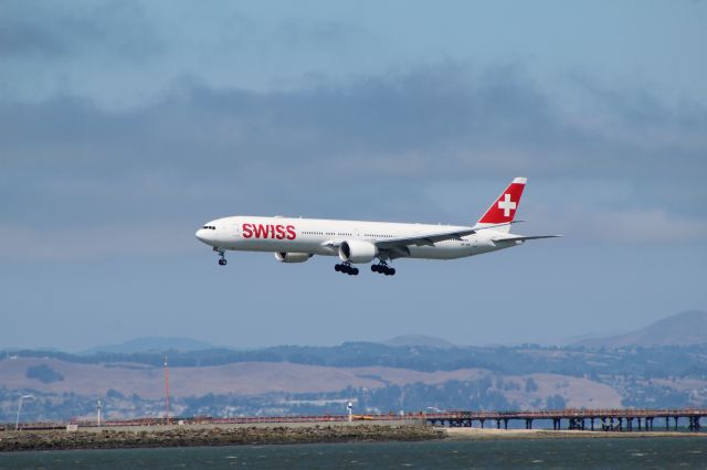 BOEING 777-300 (HB-JNK) - View in full for highest quality.br /HB-JNK on final to KSFO 28L.