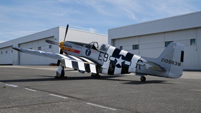 North American P-51 Mustang (N5087F) - Historic Flight Foundations P-51B Mustang (Ser#42-106638) parked on their ramp prior to a flight on 5.9.17.