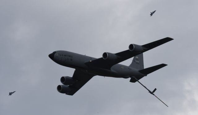 Boeing C-135FR Stratotanker (63-8032) - Sorry for the low quality, but I think it is a unique triple shot at Airventure 2018