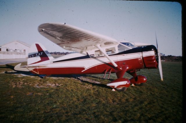 STINSON V-77 Reliant (VH-KAF) - Keith Findlay,s Stinson reliant at Flinders Island, circa 1958