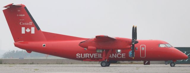 de Havilland Dash 8-100 (C-GSUR) - Transport Canada DASH 8-100 (C-GSUR) of the National Aerial Surveillance Program (NASP) at YOW after a lengthy sortie to the Great Lakes and St. Lawrence River.  NASP has several platforms that help prevent pollution, protect the marine environment and endangered marine life, and monitors the transportation industry along Canada’s coastlines.