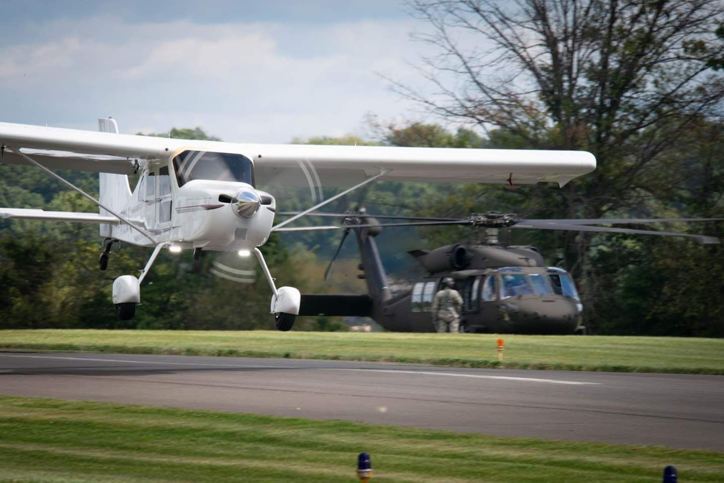 Cessna Centurion (N12LF) - Comp Air CA-6 landing at EAA fly in at Sky Manor (N40).