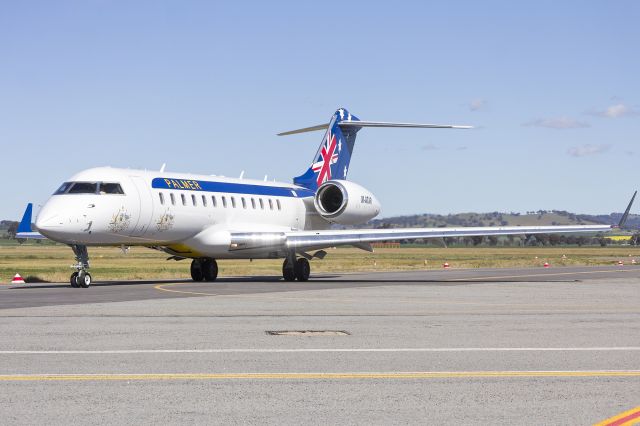 Bombardier Global Express (M-ATAR) - Palmer Aviation (M-ATAR) Bombardier BD-700-1A10 Global Express taxiing at Wagga Wagga Airport.