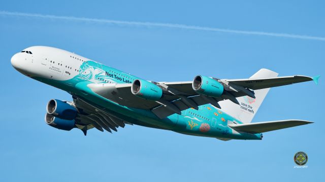 9H-MIP — - FAREWELL!br /Port side SAVE THE CORAL REEFS which side are you on? Livery, of this amazing A380 in Farewell flight, the unique that was operated at Portugal.