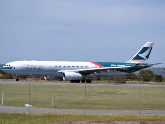 Airbus A330-300 (B-LAD) - Cathay Pacifics 100th aircraft rolling for take off on runway 05, for return flight to Hong Kong via Melbourne.