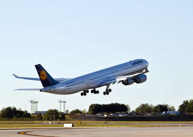 D-AIHV — - This big Airbus is taking off from runway 36 Center, past the  CLT Airport Viewing Area ("Peanut Gallery") and picnic tables. This photo taken from the "West Hardstand" aircraft parking area. Kiffy, Hunalink2, yall up there? 1 Oct 2010.