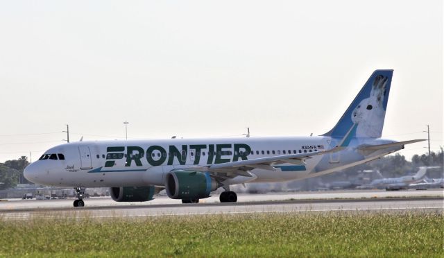 Airbus A320neo (N304FR) - "Jack The Rabbit" moving to the runway this morning the 16th of June, 2018 at 8:39.